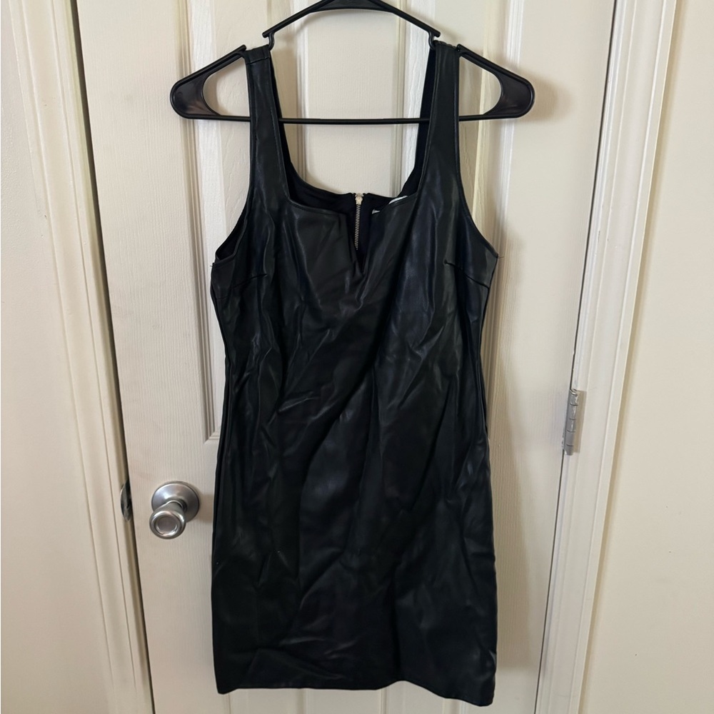 Almost Famous Black Faux Leather Mini Dress Size Large